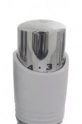 Tête thermostatique design pour sèche-serviettes blanc-chrome