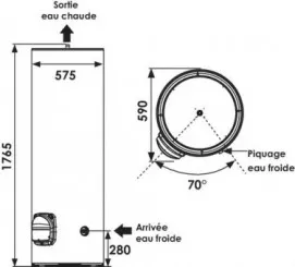 Chauffe eau électrique blindé mural vertical Chauffeo 300 litres - ATLANTIC