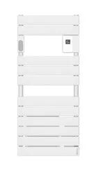 Radiateur sèche-serviettes électrique avec soufflerie Adelis étroit blanc brillant 1500W - ATLANTIC