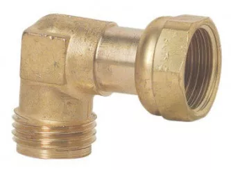 Raccord 2 pièces coudé 90° à visser mâle et écrou tournant 15/21