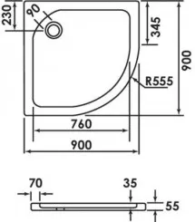 Receveur de douche quart de cercle 90 cm céramique - VILLEROY & BOCH