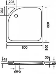 Receveur de douche céramique 80x80cm - VILLEROY & BOCH