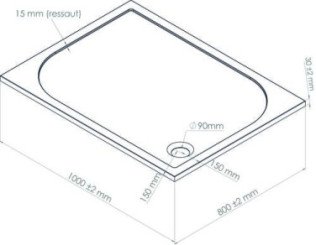 Receveur de douche extra-plat en béton de synthèse 80x100cm - ELMER