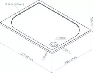 Receveur de douche extra-plat en béton de synthèse 80x120cm