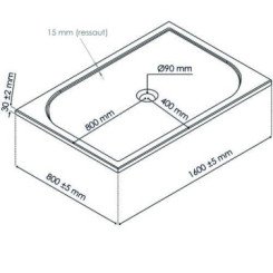 Receveur de douche extra-plat en béton de synthèse 80x160cm