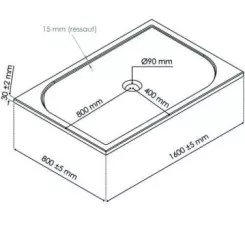 Receveur de douche extra-plat en béton de synthèse 80x160cm
