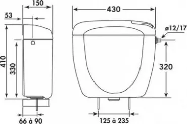 Réservoir universel attenant 3/6 litres 
