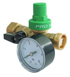 Bloc réducteur à piston 3 en 1 avec manomètre mâle écrou tournant 20/27