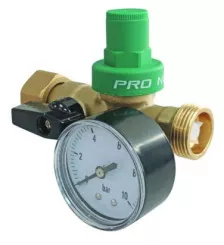 Bloc réducteur à piston 3 en 1 avec manomètre mâle écrou tournant 20/27