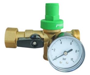Bloc réducteur à piston 3 en 1 avec manomètre mâle écrou tournant 20/27