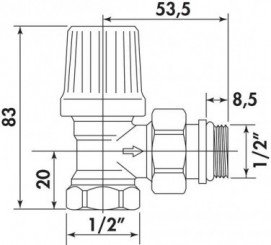 Robinet équerre thermostatisable femelle 15/21 - SOMATHERM