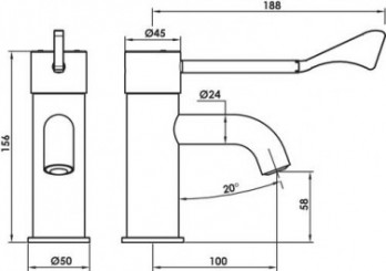Mitigeur thermostatique de lavabo à levier médical PMR 