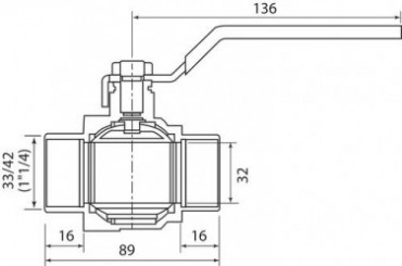 Vanne à sphère NF double mâle 33/42 à manette plate