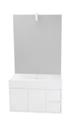 Meuble à suspendre 80cm lumpur miroir affleurant