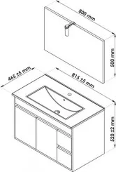 Meuble à suspendre 80cm lumpur miroir suspendu