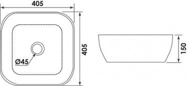Vasque à poser design carré 40,5 x 40,5 x 15 cm
