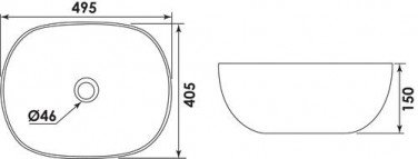 Vasque à poser rectangulaire design 49,5 x 40,5 x 15 cm