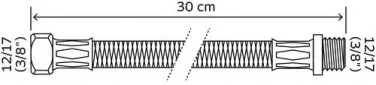 Lot de 2 flexibles écrou tournant femelle 12/17 - raccord mâle 12/17 - Longueur 300 mm - DN8