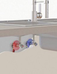 Kit FIXOPLAC sous évier avec robinets / Raccords coudés - PER à glissement ø12 M12/17