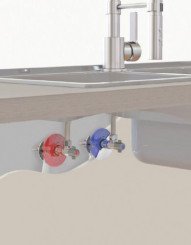 Kit FIXOPLAC sous évier avec robinets / Raccords coudés - MULTICOUCHE ø16 M12/17