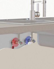 Kit FIXOPLAC sous évier avec robinets / Raccords coudés - PER à sertir ø12 M12/17