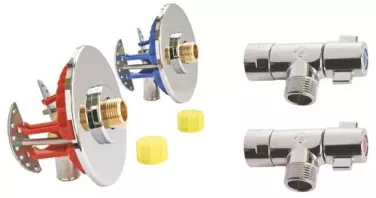 Kit FIXOPLAC sous lavabo avec robinets / Raccords coudés - PER à sertir ø12 M12/17