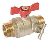 Vanne à sphère double mâle 15/21 à purge V490 à manette papillon