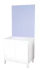 Meuble ODESSA sur pieds 2 portes 80cm blanc miroir affleurant