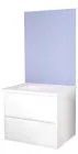 Meuble ODESSA à suspendre 2 tiroirs 80cm blanc miroir affleurant