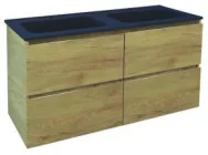 Meuble OSLO à suspendre 4 tiroirs 120cm bois avec vasque noire