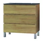 Meuble OSLO à suspendre 3 tiroirs 80cm bois avec vasque noire