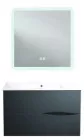 Meuble VELOURS à suspendre 70cm noir avec MIROIR LED ATHENES