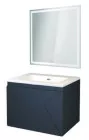 Meuble LONDRES a suspendre 60cm noir avec miroir LED SEVILLE 