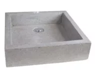 Vasque timbre à poser carré 40cm en terrazo grise