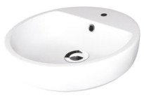 Vasque à poser semi encastree ronde ø44 cm blanche