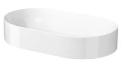Vasque à poser semi encastree ovale 60x35x11 cm blanche
