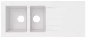 Évier à poser résine de synthèse 140cm 2 cuves blanc moucheté