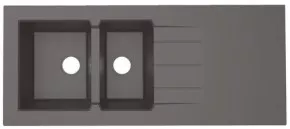 Évier à poser résine de synthèse 140cm 2 cuves noir pailletté