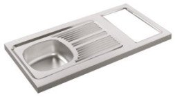 Évier à poser inox lisse 100 cm pour cuisinette avec découpe 