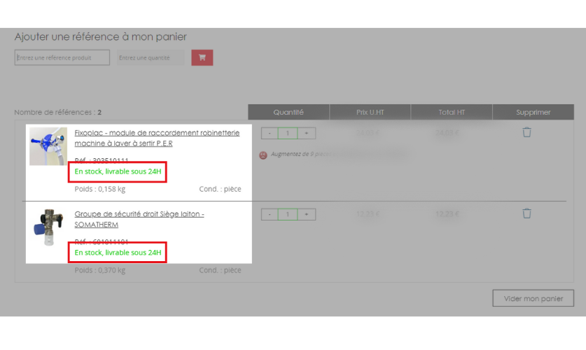 Passez votre souris sur la pastille verte pour avoir plus d'informations.