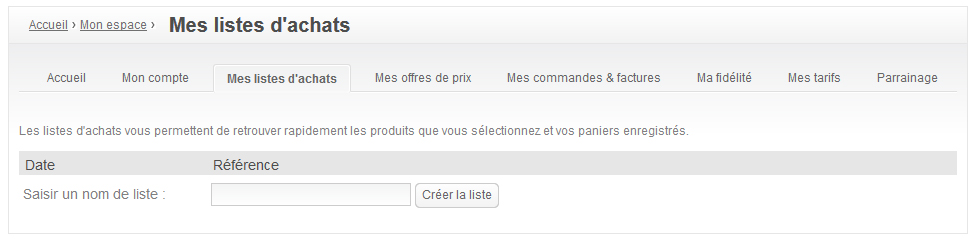 Créez votre liste d'achats à partir de cette page.