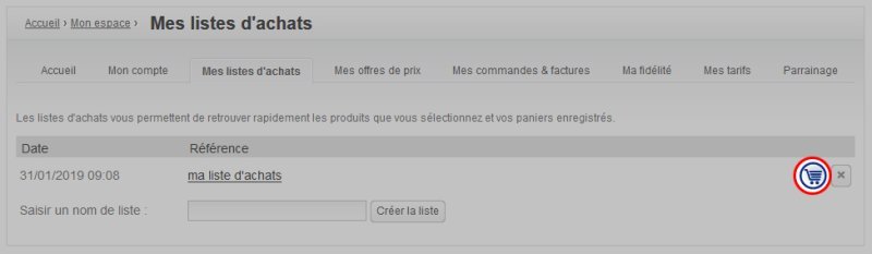 Transformez facilement votre liste d'achats en commande grâce au caddie.