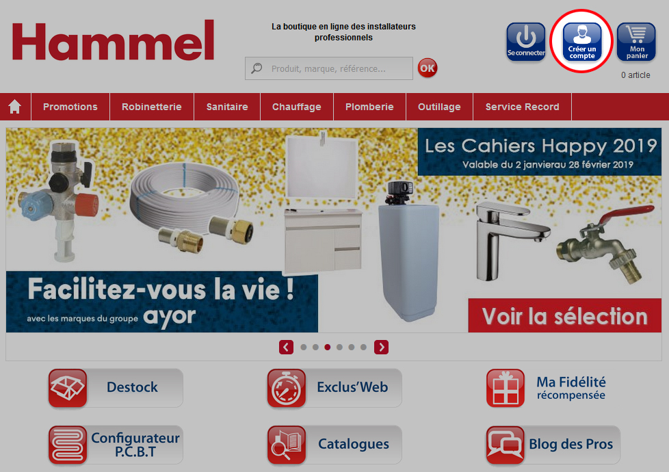 Le bouton Créer un compte vous permet de créer rapidement et simplement un compte sur notre site