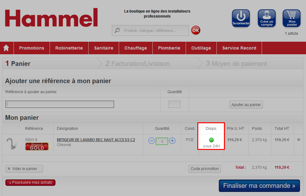 Passez votre souris sur la pastille verte pour avoir plus d'informations.