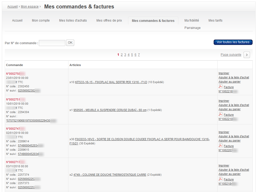 L'historique de vos commandes est consultable depuis votre Espace Personnel.