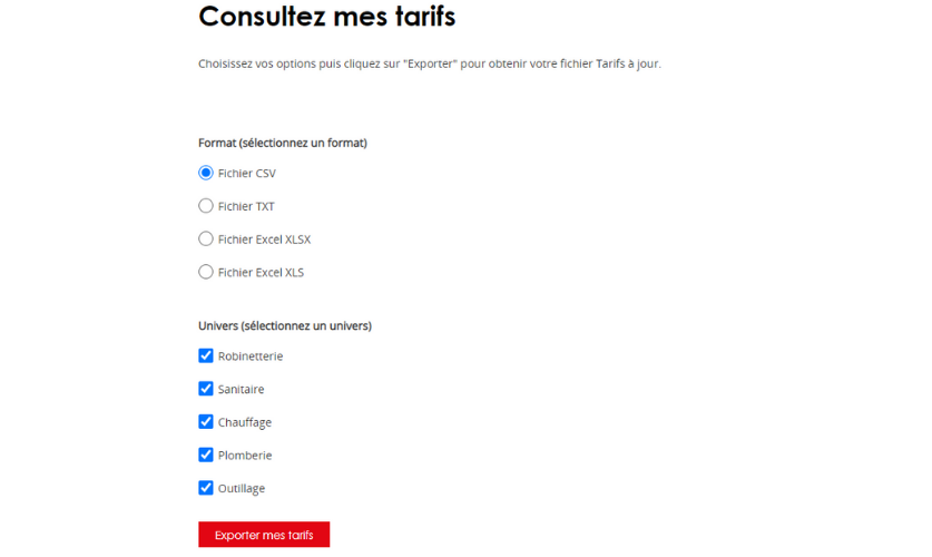 Exportez vos tarifs sous différents formats simplement.