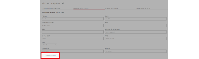 Changez votre adresse de facturation via cette page.