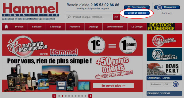Le bouton 'Créer un compte