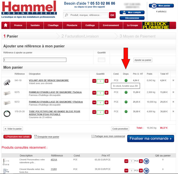 Passez votre souris sur la pastille verte pour avoir plus d'informations.