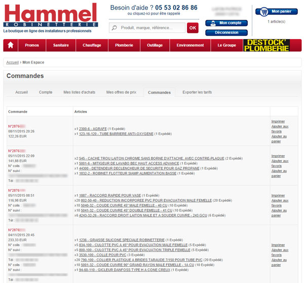 L'historique de vos commandes est consultable depuis votre Espace Personnel.